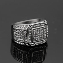 Planderful Titanium Steel Gold Plated Zircon Ring For Men Unisex Nightclub Jewelry Statement