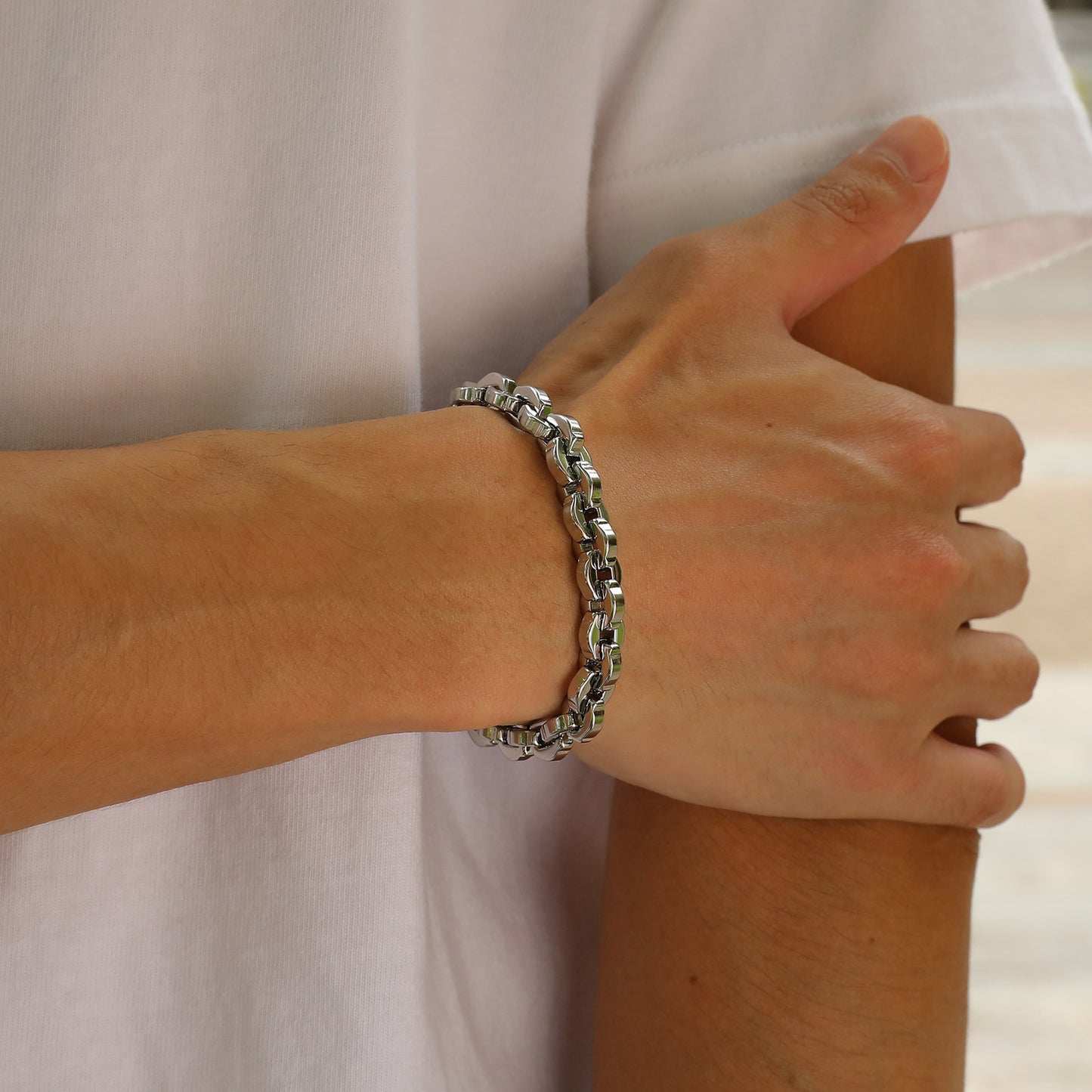 Planderful Interlocking Polygon Bracelet Stainless Steel
