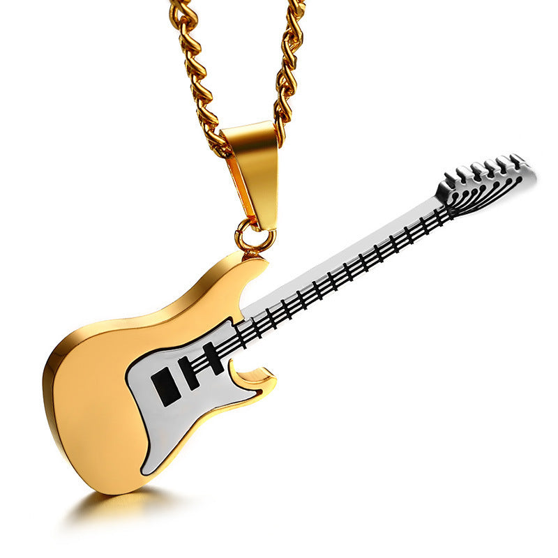 European And American Titanium Steel Jewelry Guitar Pendant