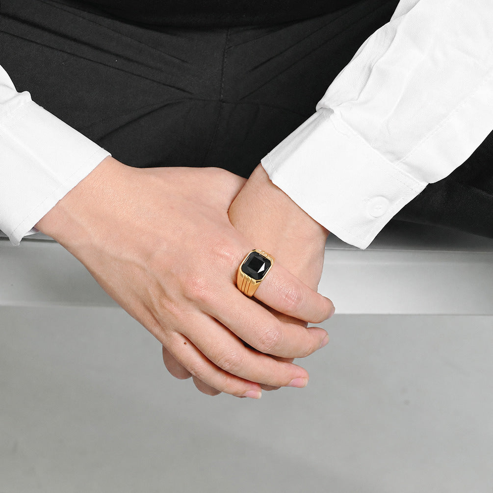 Vintage Multi-Color Stainless Steel Men's Ring