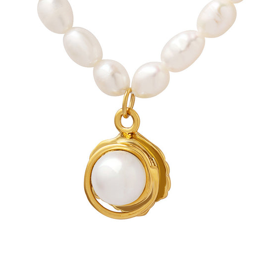 French Elegance Pearl Pendant Necklace with Baroque Freshwater Pearls