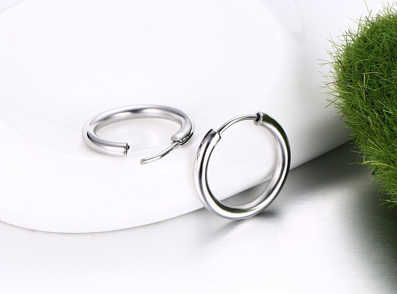 Stainless Steel Earrings Men's Jewelry 2mm Round Tube Style