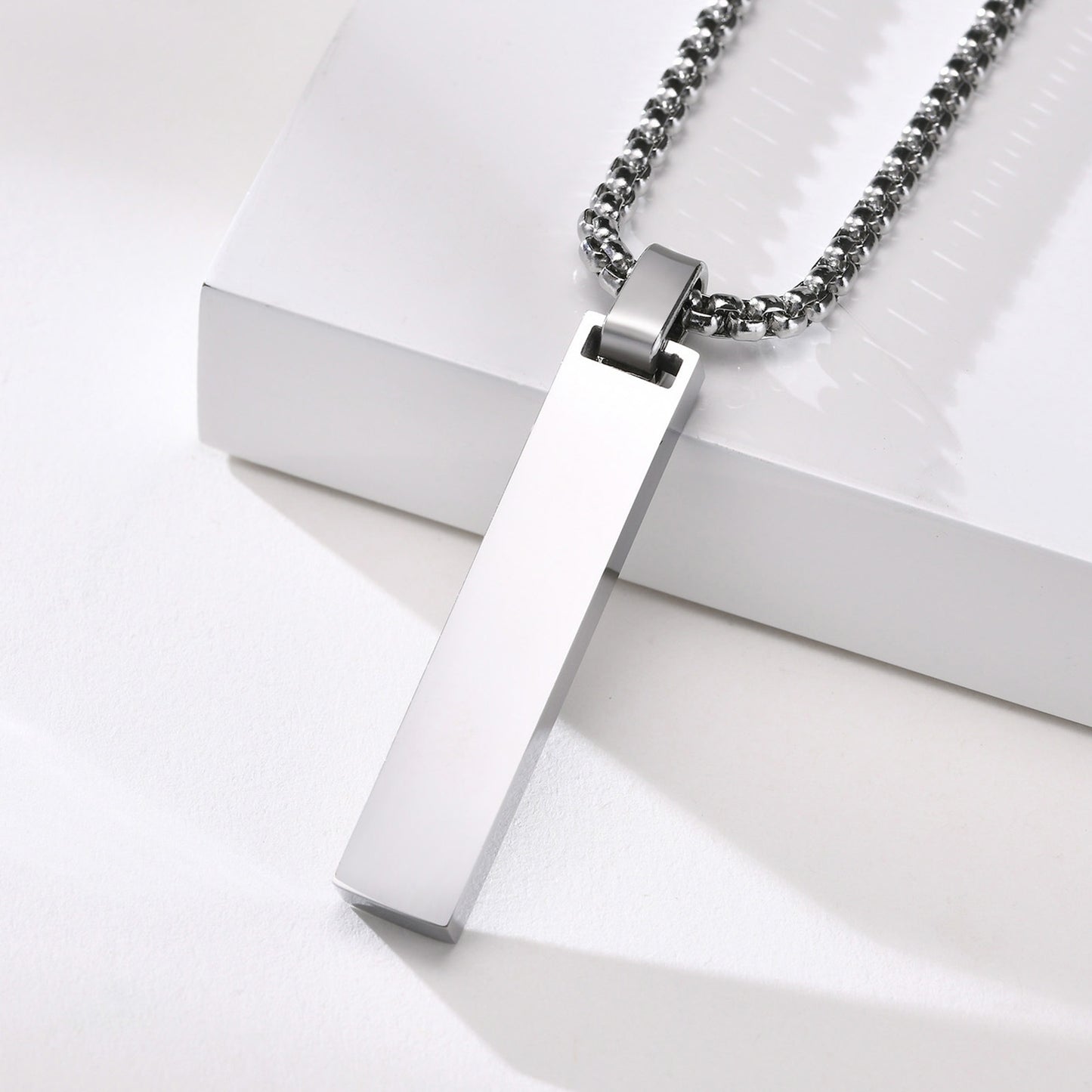 Stainless Steel Roman Numerals Geometric Necklace for Men