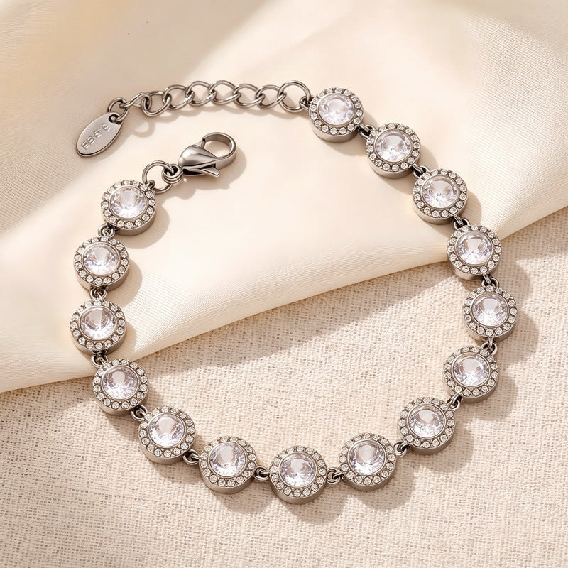 Dopamine Color Full Zircon Bracelet Gypsy Stainless Steel Women's