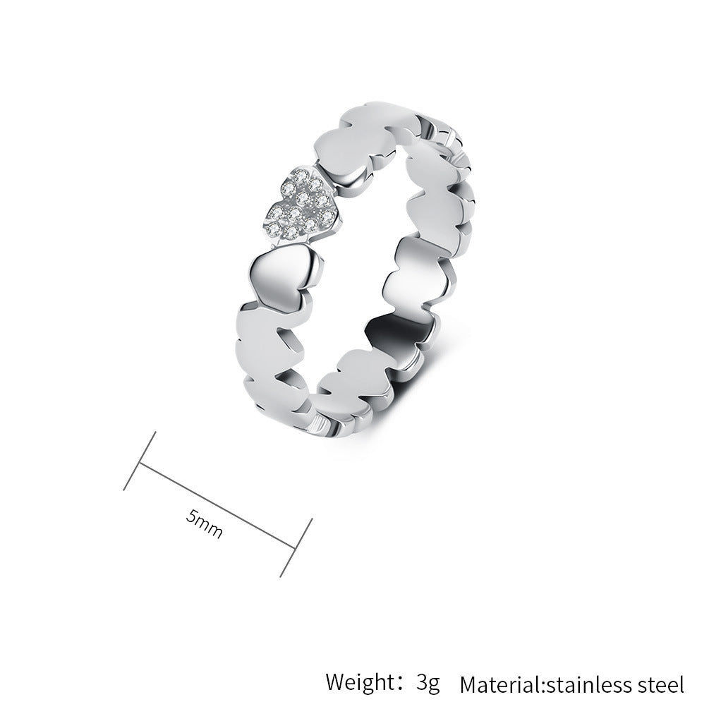 Stainless Steel Zircon Ring