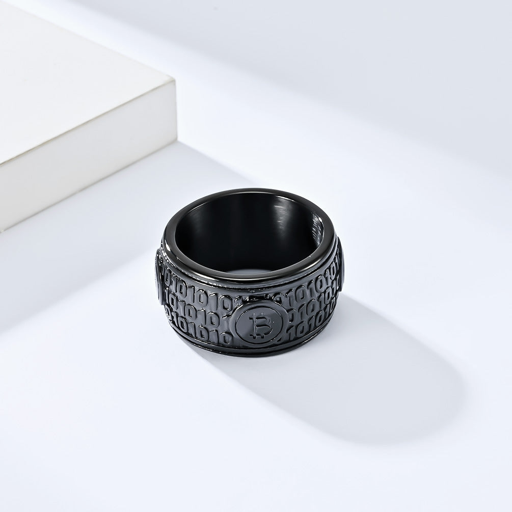 Planderful Bitcoin Titanium Steel Ring For Men Premium Hip Hop Style Versatile Everyday Genie Accessory