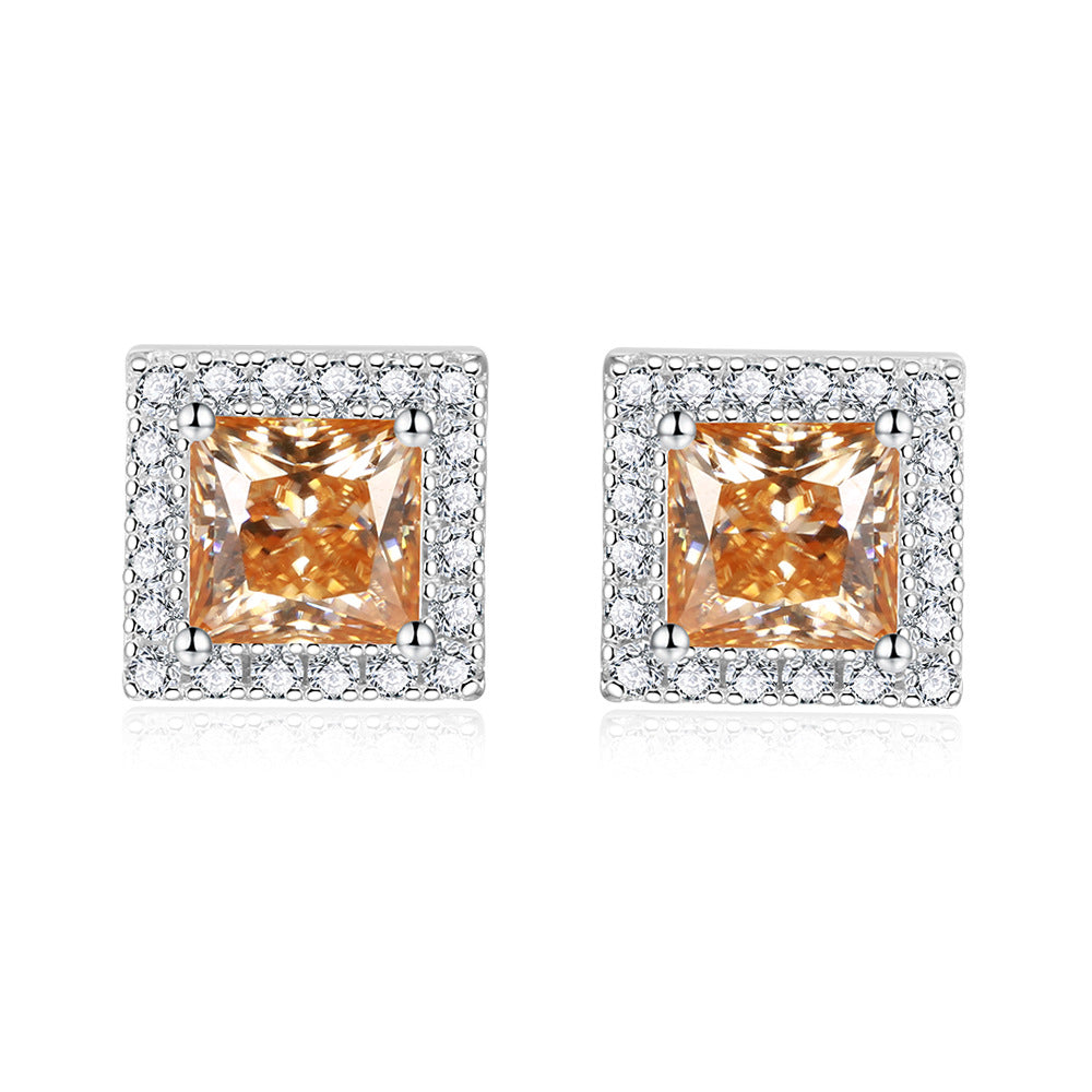 Soleste Halo 1.0 Carat Princess Cut Moissanite Silver Stud Earrings
