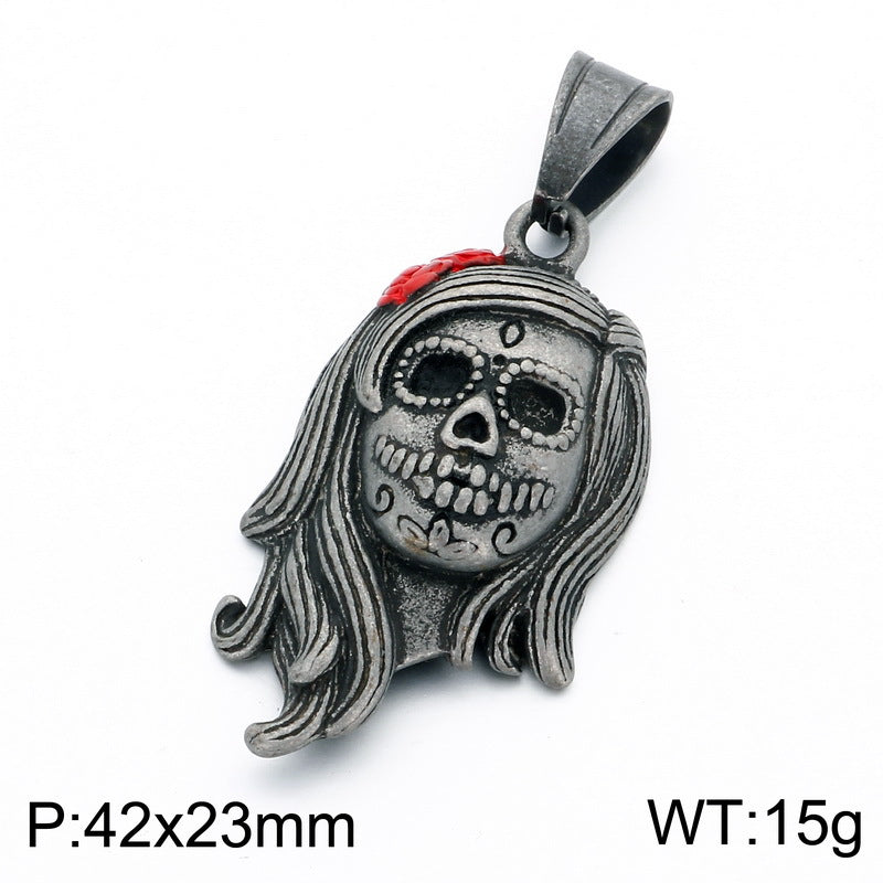 Film And Television Star Wars Mandalorian Dark Demon Horns Skull Cross Mangstar Stainless Necklace