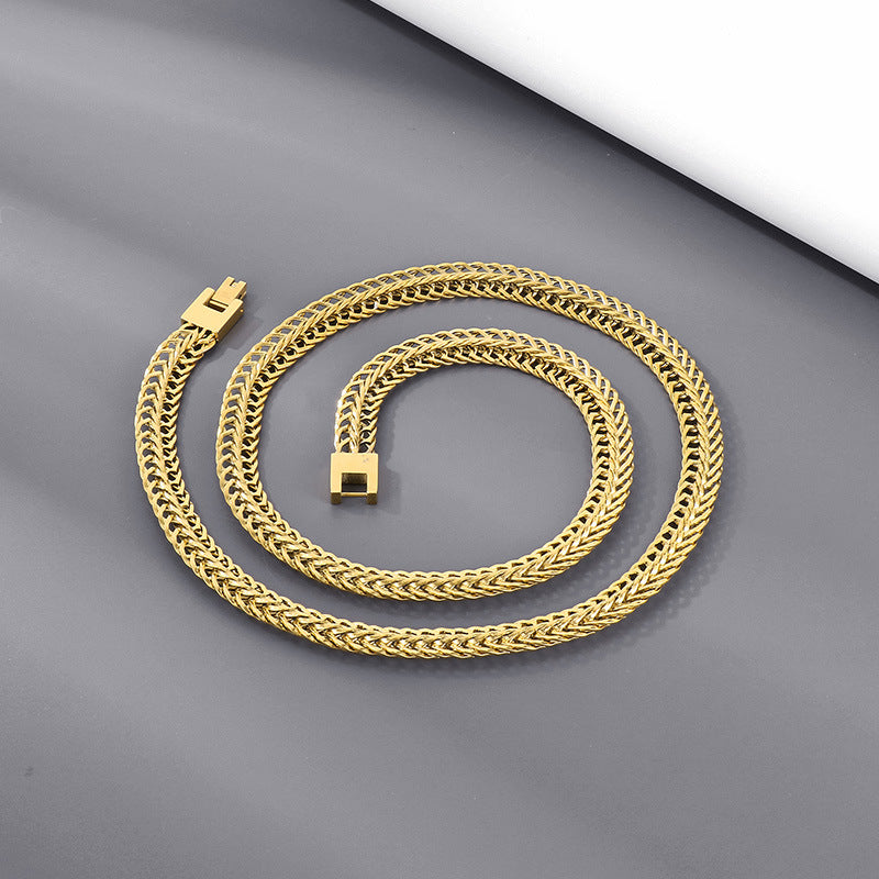 Tide Brand Keel Snake Bone Chain Hiphop Rock Cool 9mm Buckle Sweater Chain Necklace
