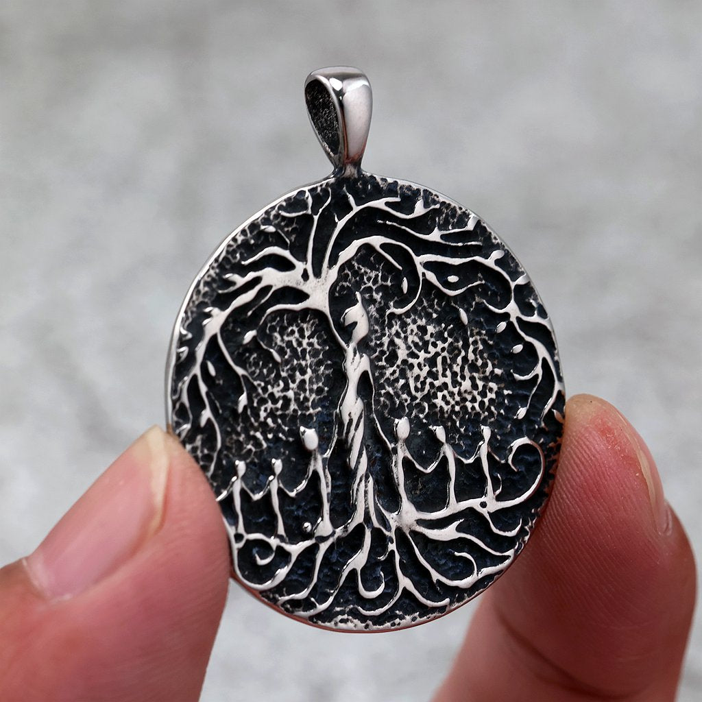 Vintage Tree of Life Stainless Steel Pendant Necklace