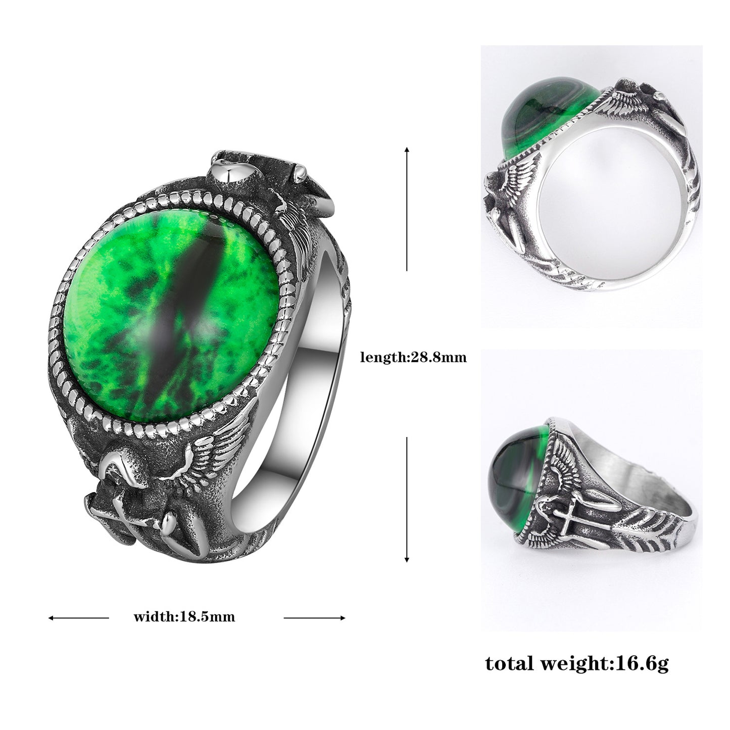Steel Ring – Vintage Ghost Claw Evil Eye Three-Color Mens Streetwear Ring Inspired By European And American Retro Trends