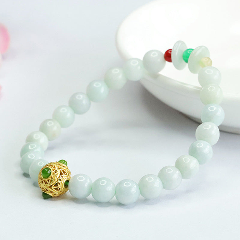 Jadeite Prosperity-Charm Beaded Bracelet