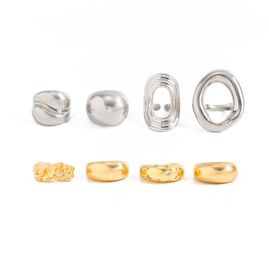 Planderful Vienna Verve Statement Ring With Textured Concave Convex Open Band For Women Bold Color Contrast