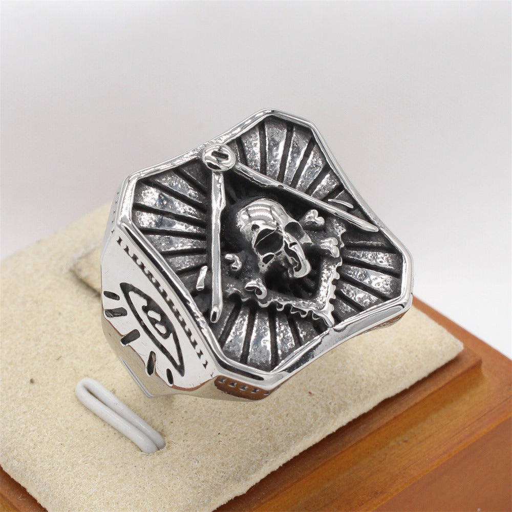 Planderful Titanium Skull Ring Unisex Durable Protective Statement for Men and Women Bold Retro Style