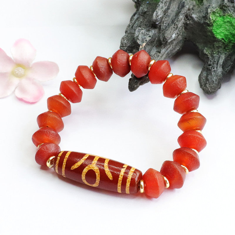 Red Agate and Sterling Silver Heavenly Bead Bracelet