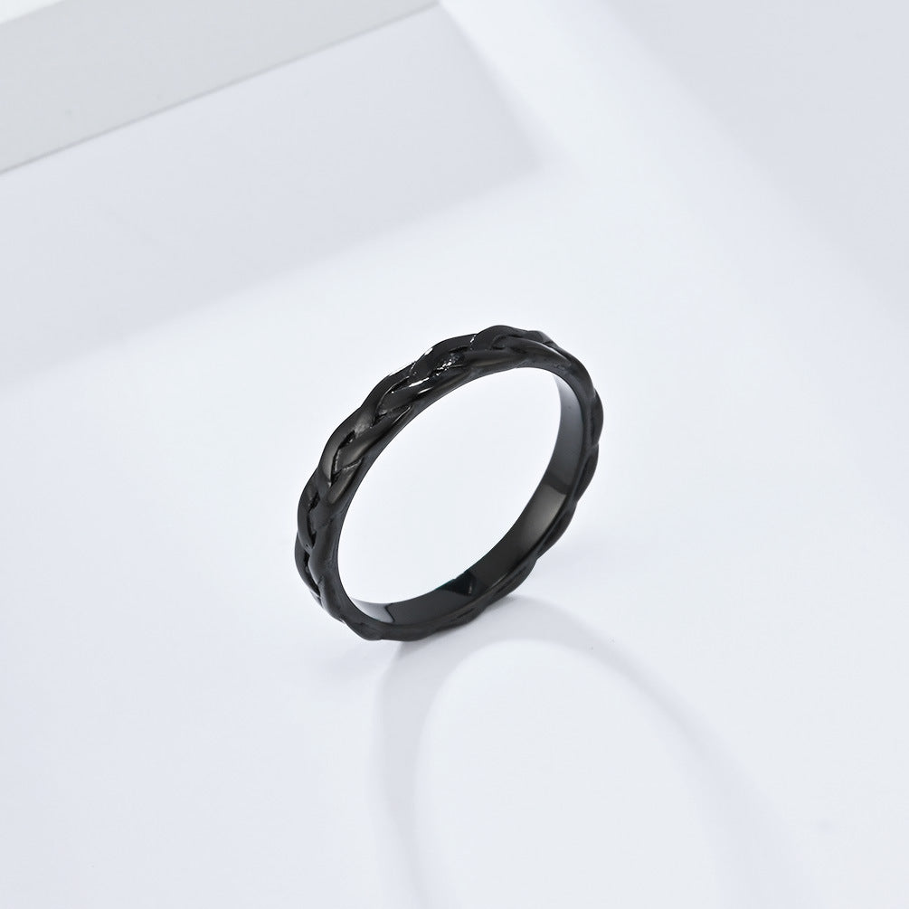 Planderful Titanium Steel Ring For Trendsetting Fashion Lovers Braided Chain Minimalist Luxury Jewelry Sizes 5 To 10