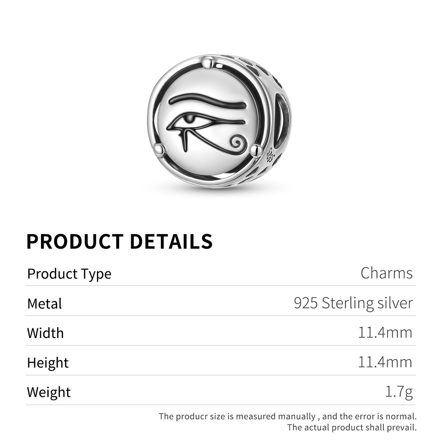 Planderful Jewelry Eye Of Horus Beaded Sterling Silver Bracelet Pendant For DIY Jewelry Making