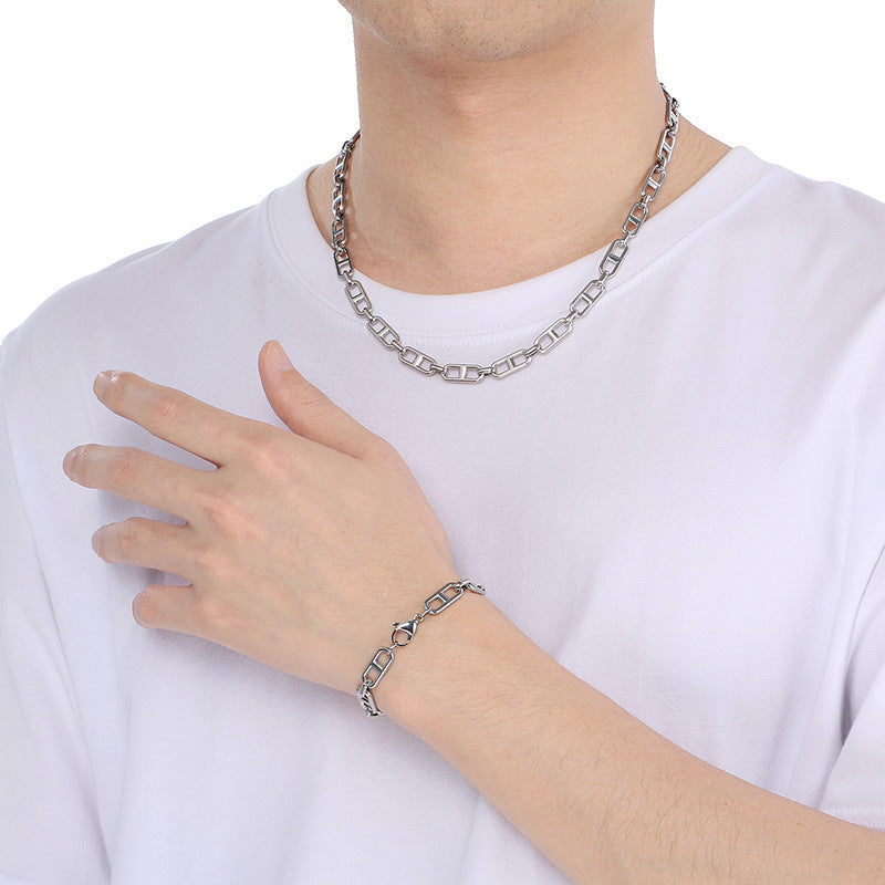Hipster Hip Hop Japanese Chain Necklace Bracelet For Men