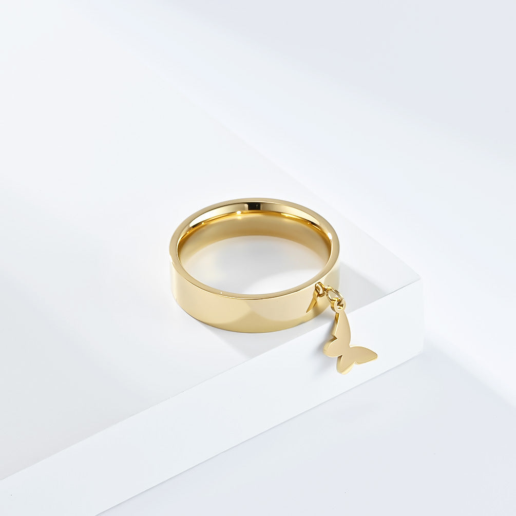 Cross-Border Neutral Wind Star Moon Butterfly Cross Titanium Steel Ring for Men and Children