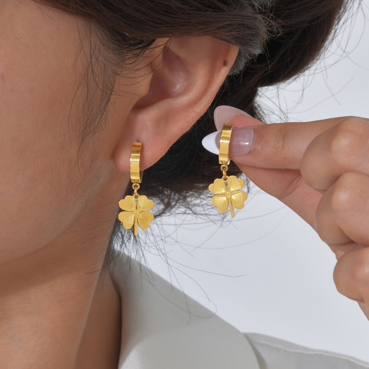 Polished Gold-Tone Stainless Steel Earrings