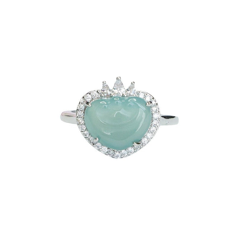 Blue Water Jadeite Ruyi Ring
