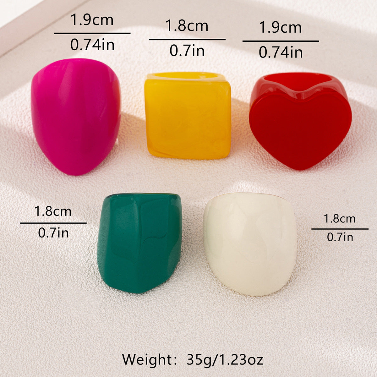 Dopamine Vacation Resin Love Ring Set for Stylish Women