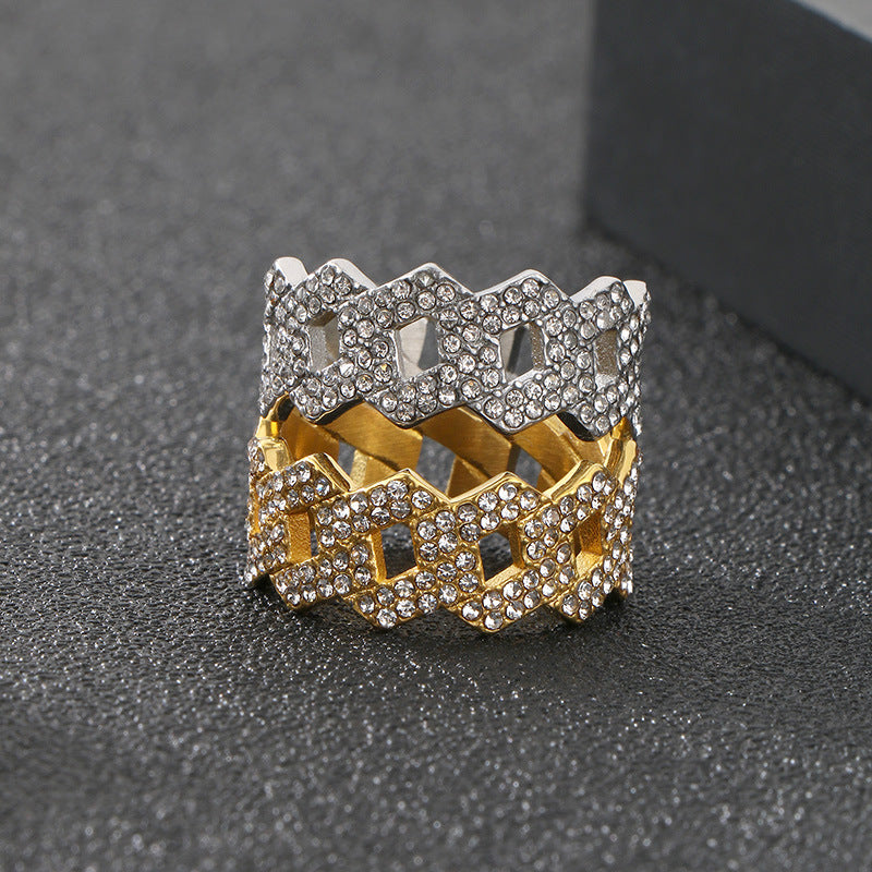 Planderful Personalized Zircon Ring For Men Hip Hop Style