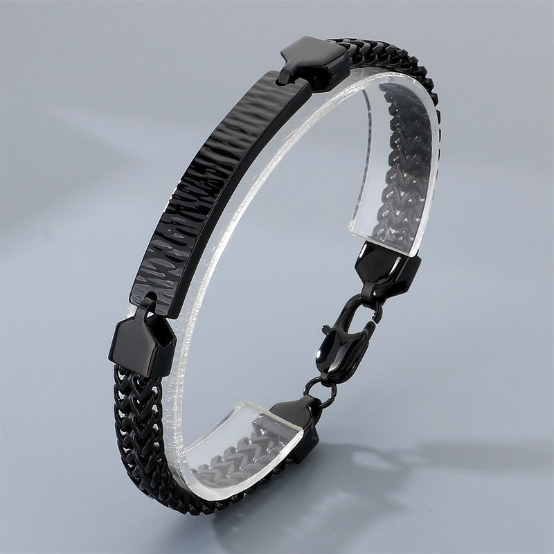 Style Titanium Steel Front & Back Chain Bracelet – Stainless Steel Curved Bar