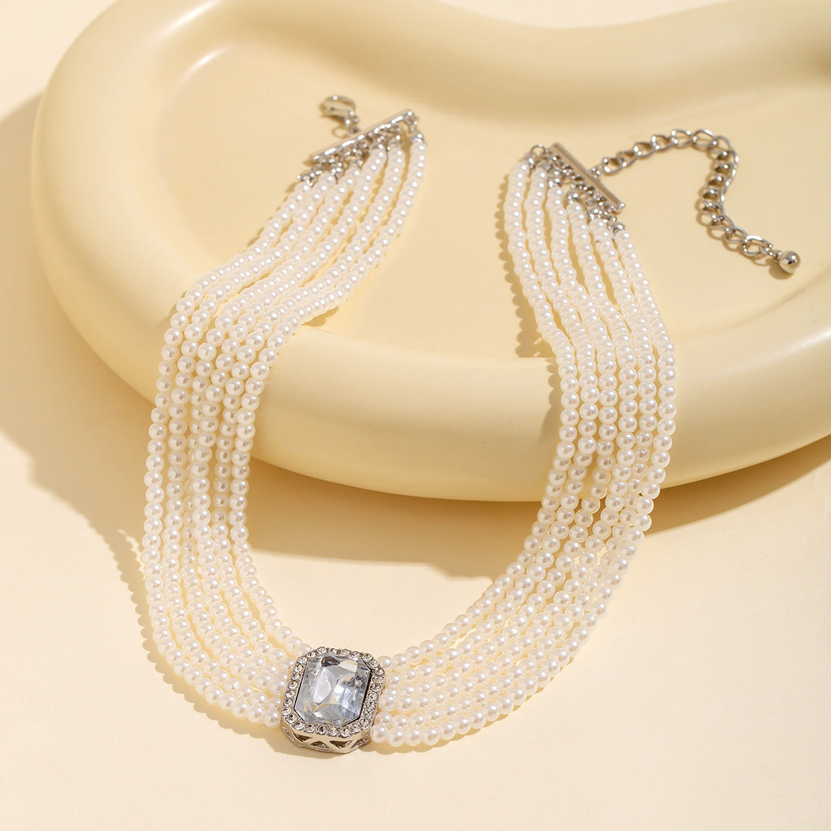 French Pearl & Crystal-Style Layered Choker