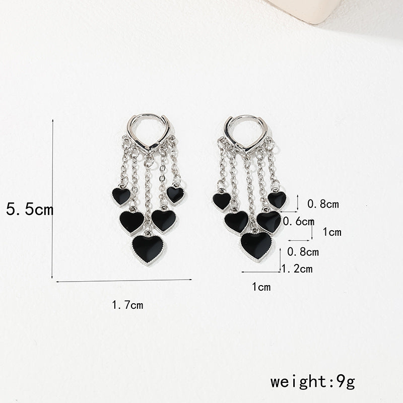 Heartfelt Amazon Love Tassel Earrings - Elegant Wholesale Heart-Shaped Women's Jewelry