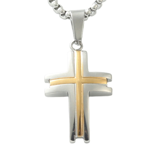 Personalized Retro Titanium Steel Cross Pendant Necklace for Men - Trendy Stainless Steel Design