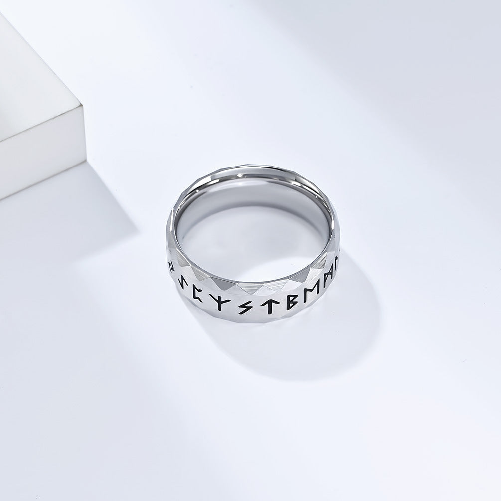 Planderful Viking Ring Nordic Text Titanium Steel For Men Durable Cultural Symbol Ring