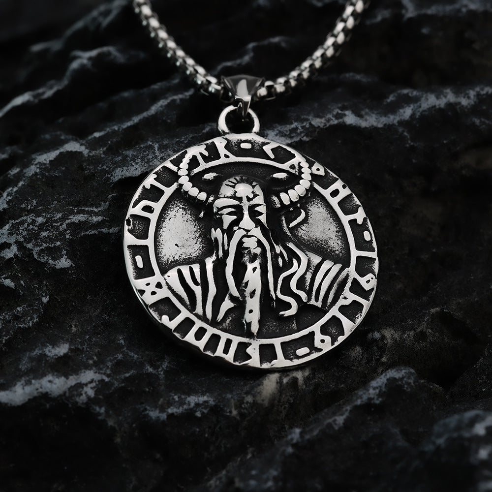 European And American Stainless Steel Men's Pendant Odin Necklace