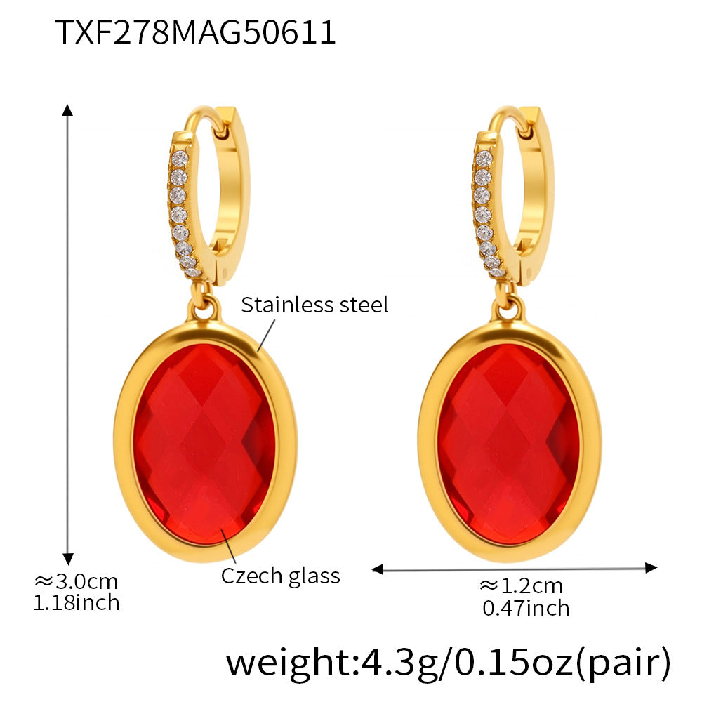 Planderful Lido Cut Oval Czech Glass Zircon Earrings Party