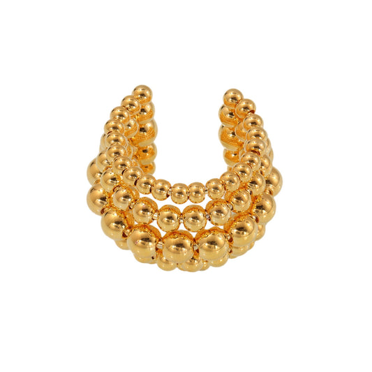 Planderful Geometric Opening Steel Ball Chain Ring For Women