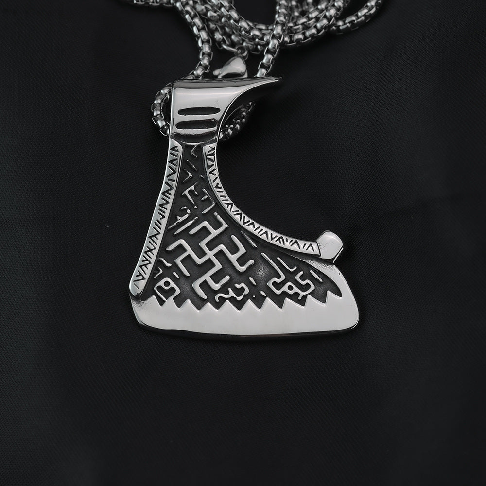 Planderful Retro Axe Pendant Necklace Titanium Steel Durable For Men Bold Norse Legacy Collection