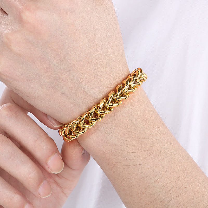 Planderful Mens Bracelet 18K Gold Plating Punk Totem Buckle