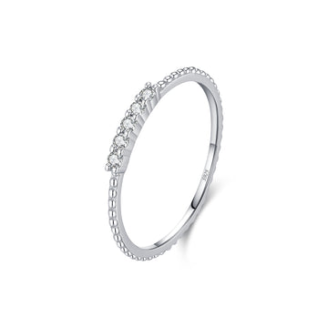 S925 Sterling Silver Beaded Edge Moissanite Band