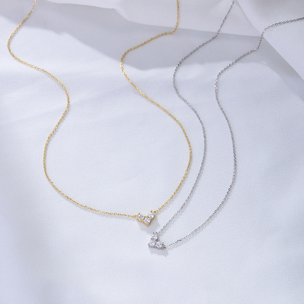 Zircon Love Sterling Silver Necklace Sense Cute Sweet