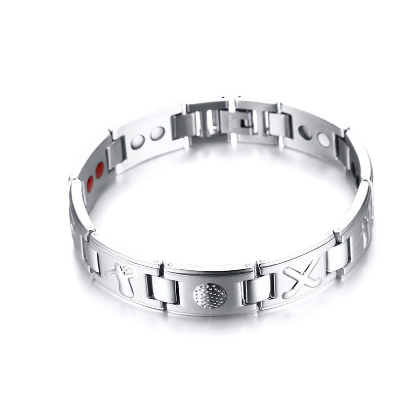 Golf Element Stainless Steel Magnetic Bracelet Room Gold Men's Fashion Trend