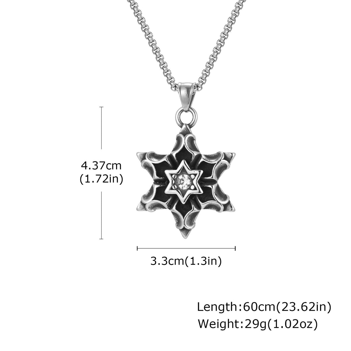Stainless Steel Hexagram Pendant Necklace Street Art Men's – Titanium Steel