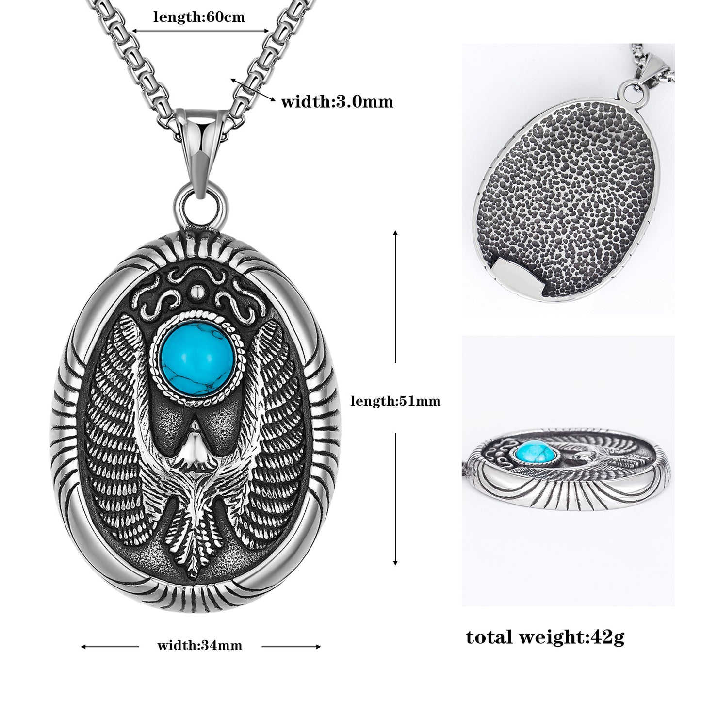 Turquoise Necklace – Statement Men's Locomotive Tag