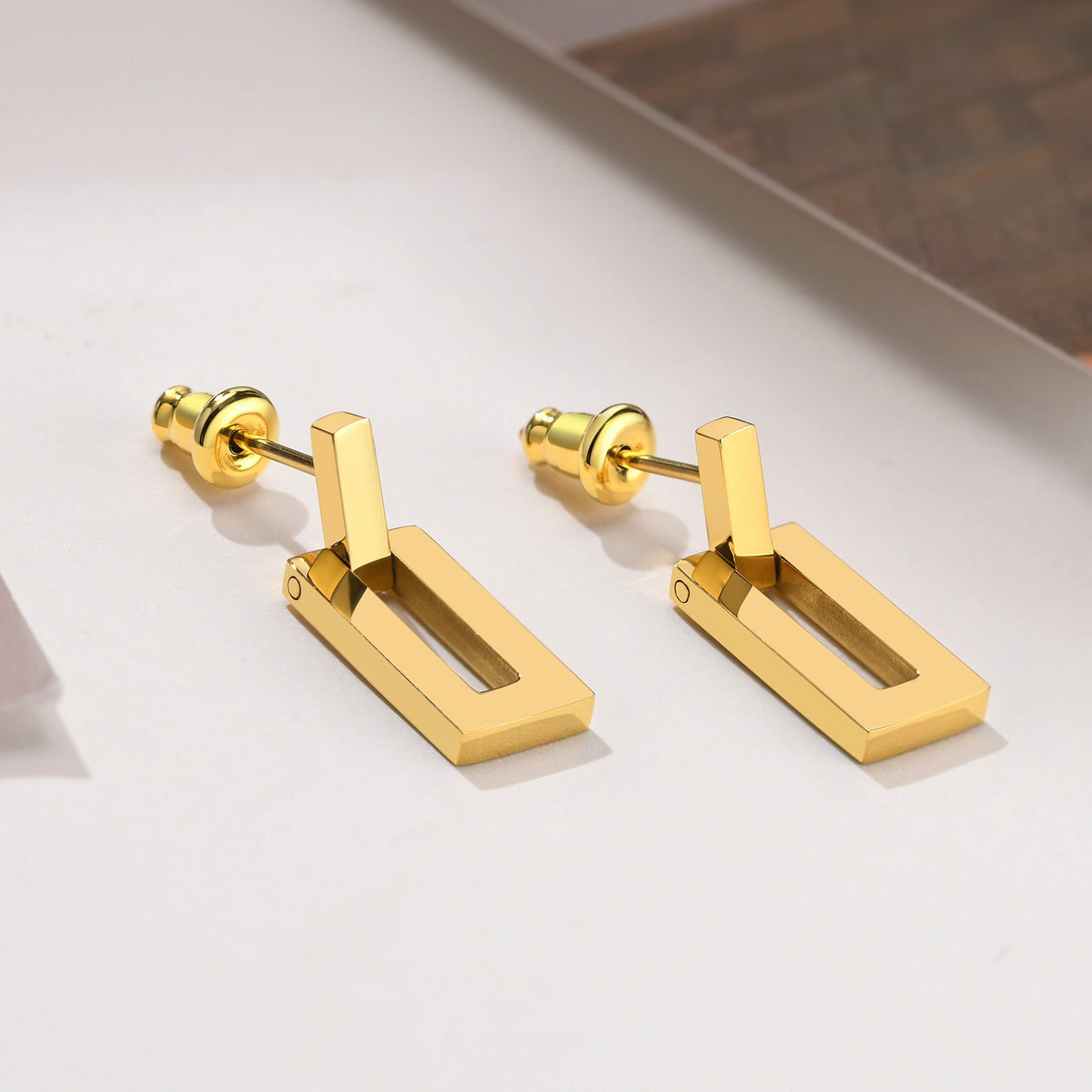 Stainless Steel Geometric Rectangle Earrings for Women Stylish