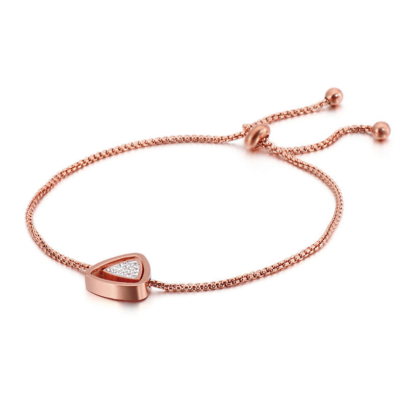Daily Commuting Minimalist Stainless Steel Geometric Zircon Bracelet Square Pearl Chain