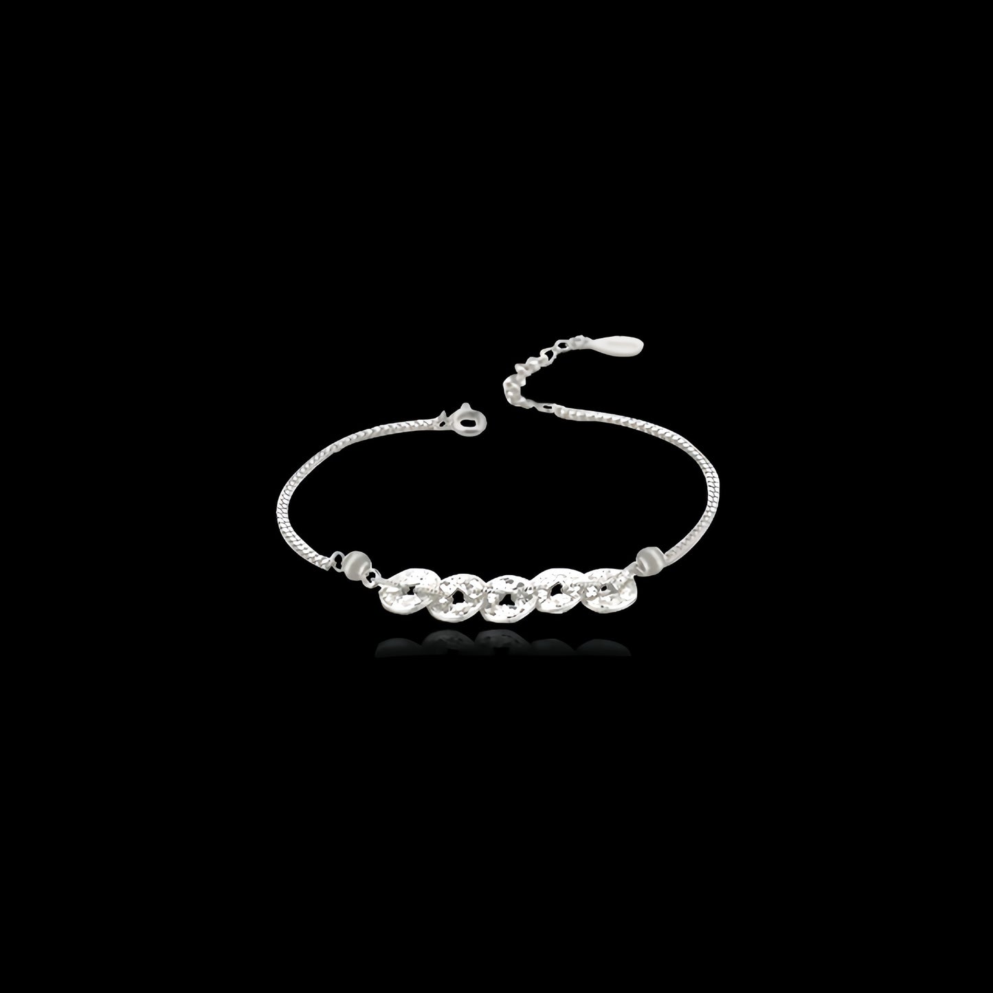 Planderful Sterling Silver Bracelet Crushed Ice Crystal Pattern For Women Elegant Everyday Genie Gift