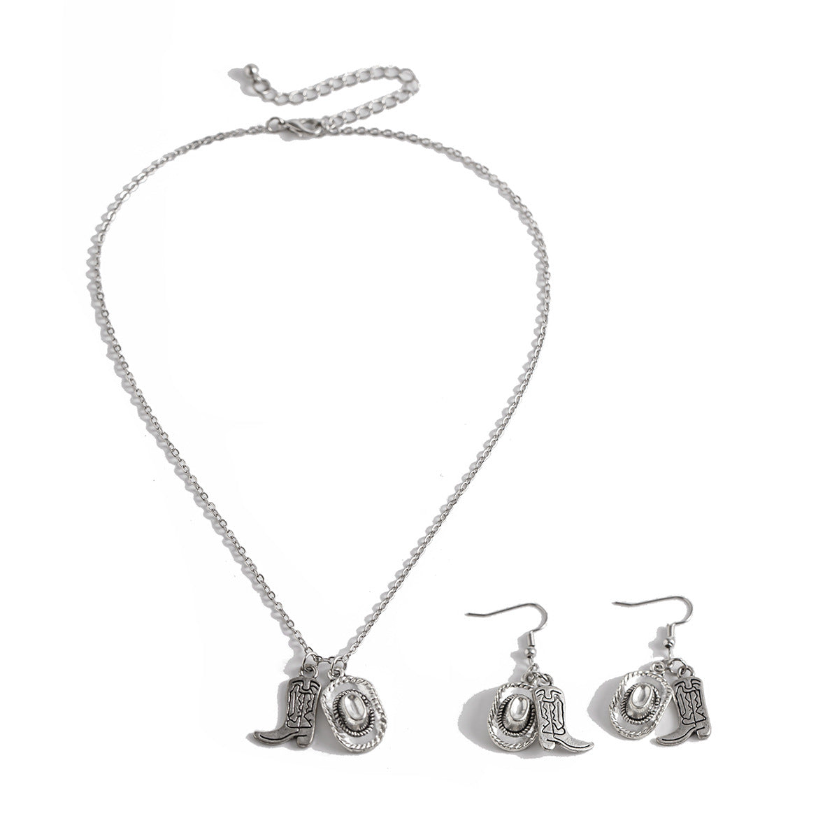 Western Hat & Boots Necklace and Earrings Set