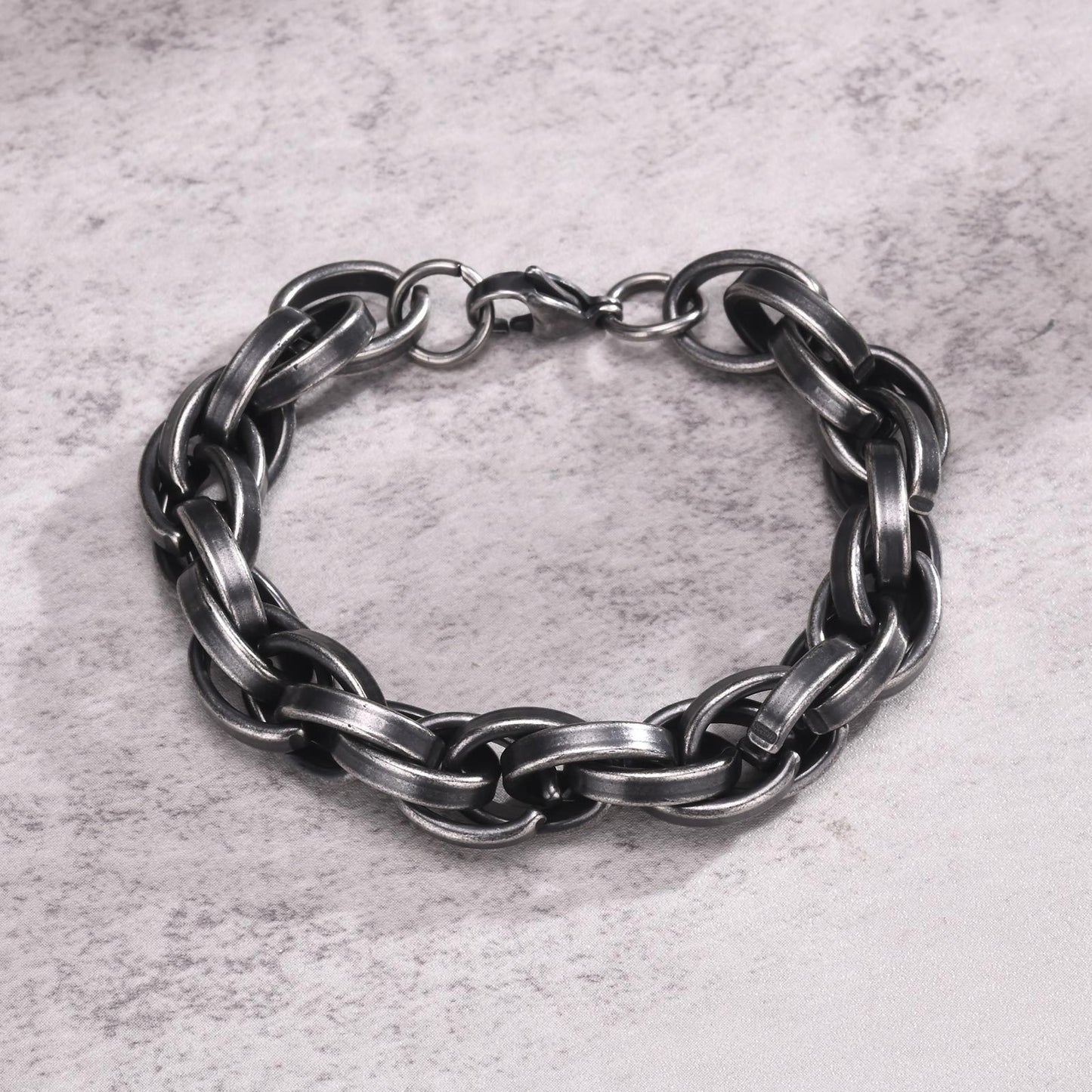 Stainless Steel Twist Twist Thick Bracelet Vintage Grey Men's Jewelry