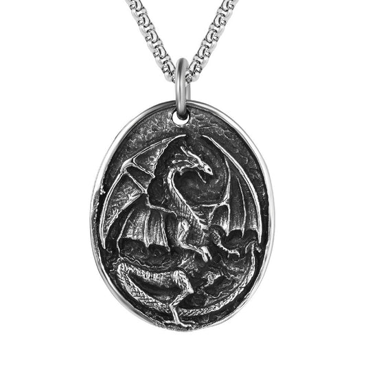 Dragon Pendant Titanium Steel Unisex For Men And Women Planderful Everyday Genie Retro Protection Statement Jewelry