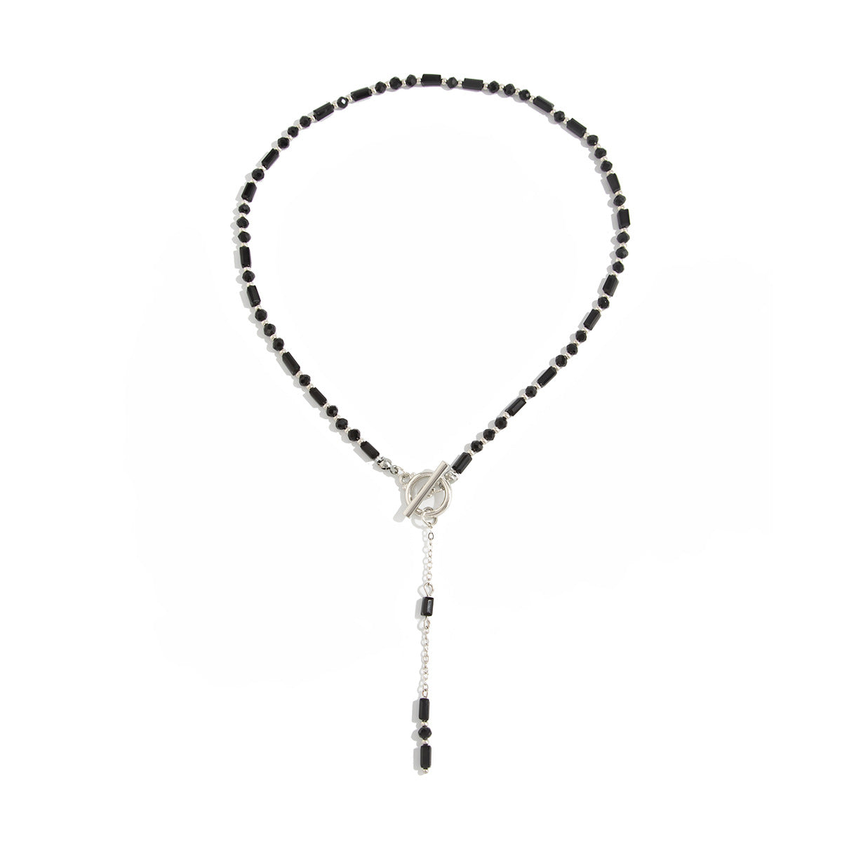 Black Crystal-Style Toggle Y-Necklace