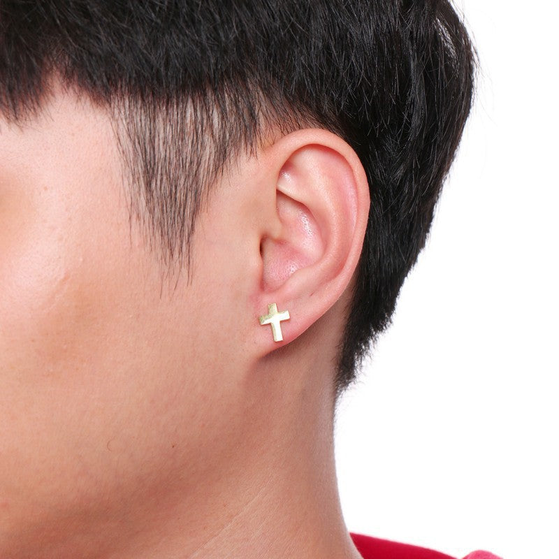 Minimalist Cross Stud Earring — Single